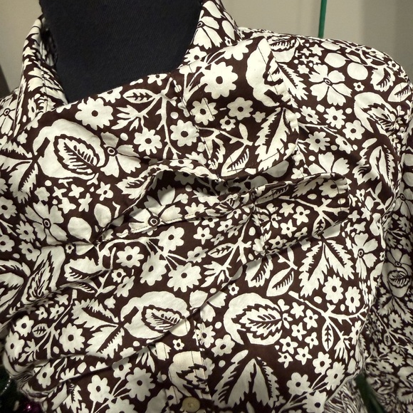 Ralph Lauren Brown and White Floral Button Down Shirt - Picture 3 of 6